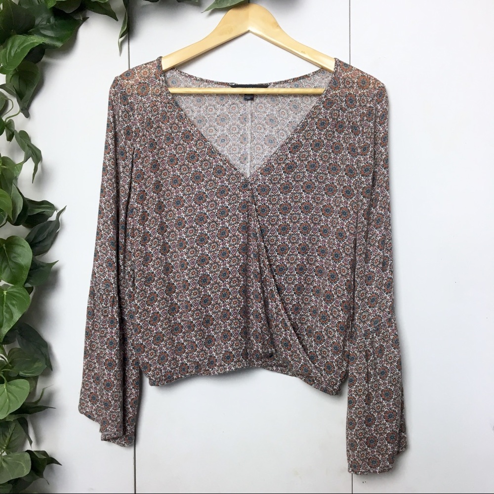 AEO Boho Patterned Crossover Long Sleeve
